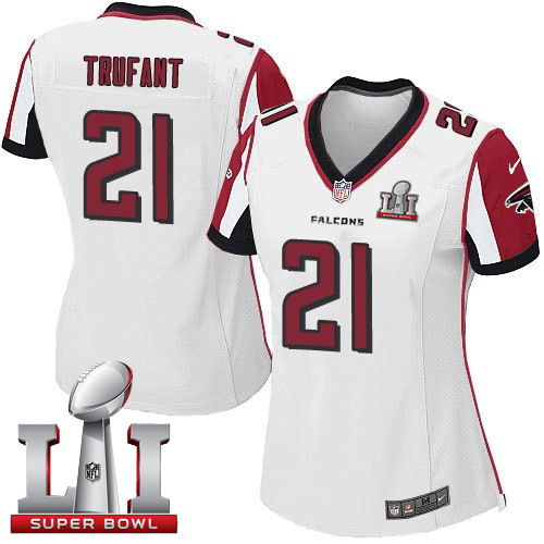 Nike Falcons #21 Desmond Trufant White Super Bowl LI 51 Women's Stitched NFL Elite Jersey
